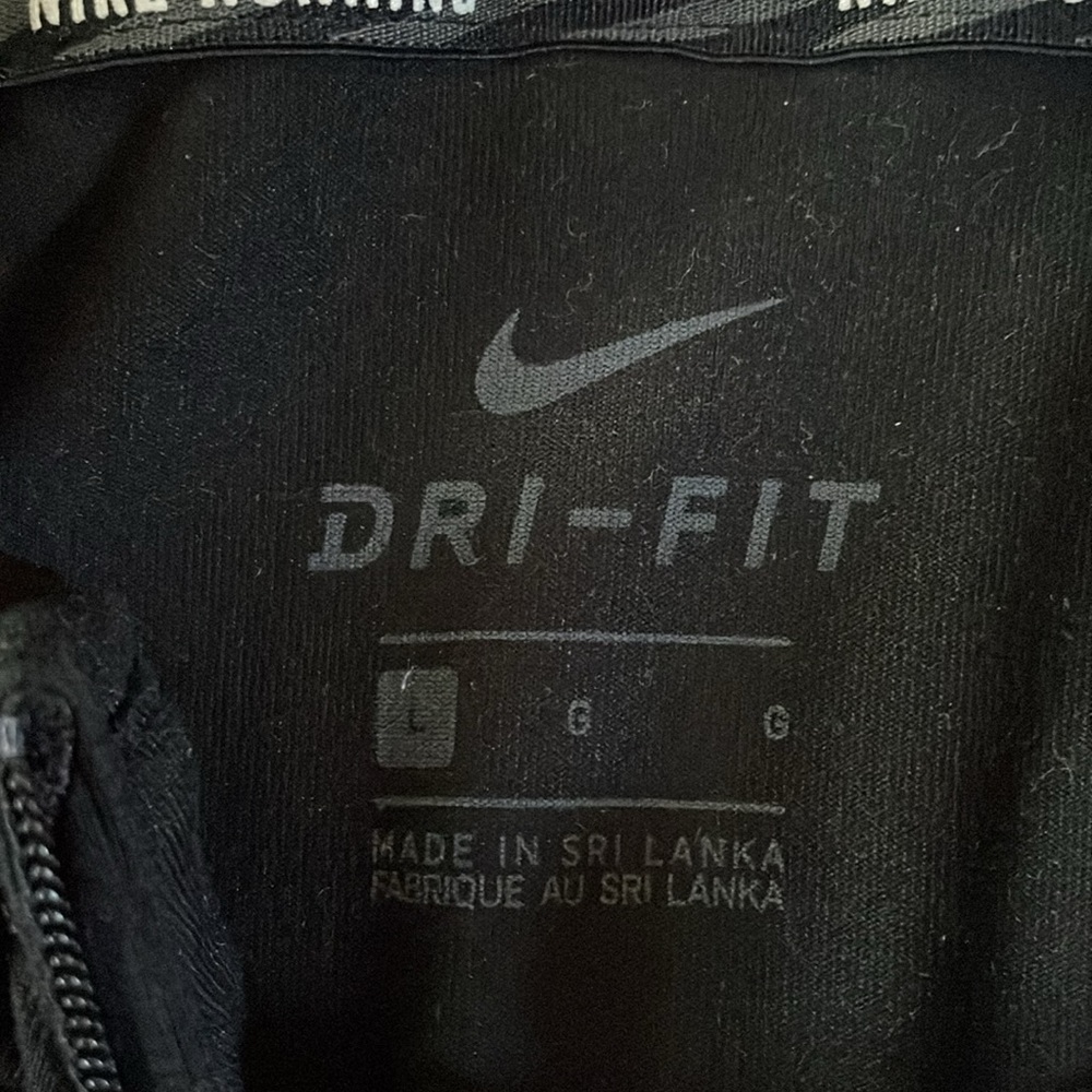Nike 1/4 Zip Pullover Mens Large Black White Swoosh Logo Sweatshirt Running Gym - Picture 4 of 10